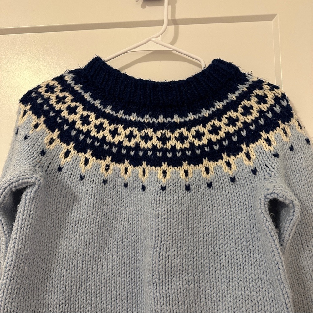 Vintage Hand Knit Blue Fair Isle Sweater Approx Size XS/ S - see measurements - Picture 4 of 9